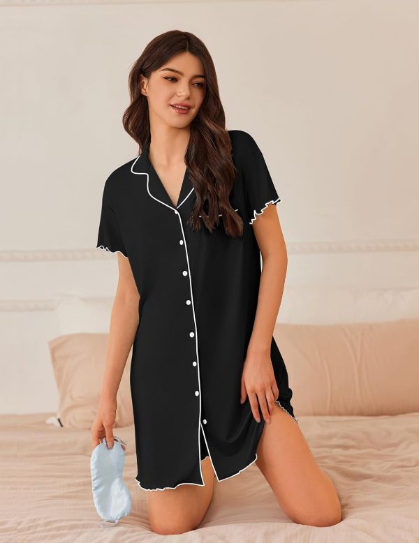 Button Down Nightgown for Women