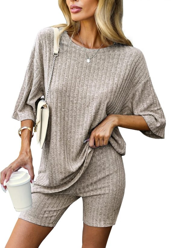 Ribbed Lounge Set with Tee and Shorts