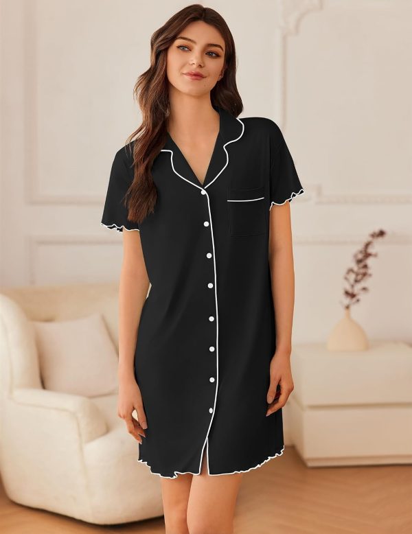 Button Down Nightgown for Women